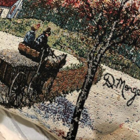 🔴 NWT NEW Vintage - This is a Winter Church Scene Couch Pillow - D Morgan Design - Picture 2 of 5